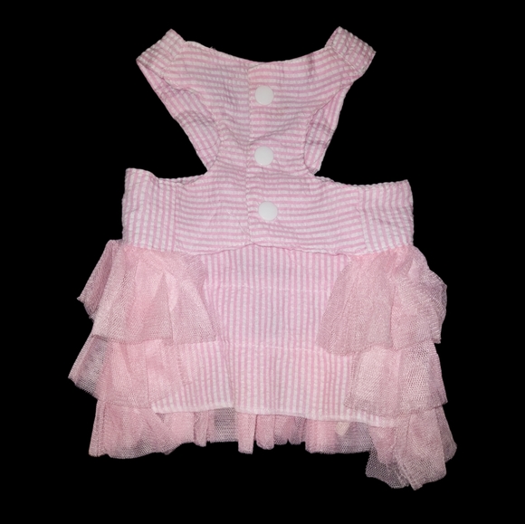 ❤️ Striped Pink White Dog Dress Med NEW - Picture 4 of 8